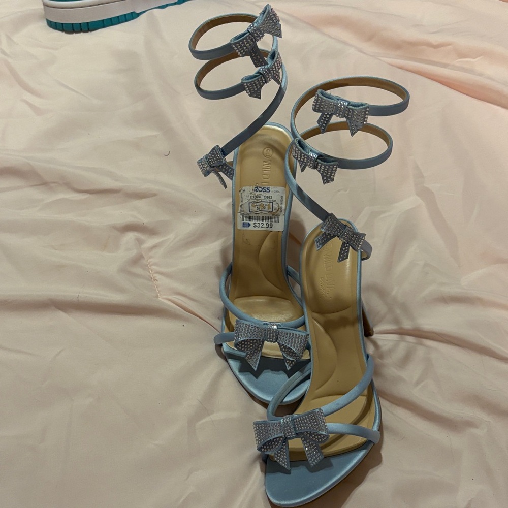 Wild Diva Light Blue Bow Heels